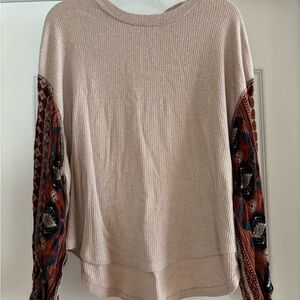 Boho Free People Inspired Blouse with patterned sleeves